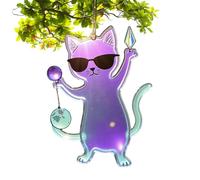 Hogvinnatil Décoration chat attrape-rêves | Décorations suspendues pour chatons - Détail coloré en acrylique pour les amoureux des chats salon fenêtres cuisine jardin