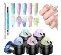 Hogvinnatil Gel de forme 3D pour ongles, gel de forme pour ongles, extension de sculpture, kit de manucure non collant avec stylo à sculpter pour façonner, bâtiment, peinture, décoration de pierres