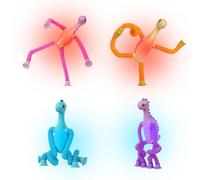 Hogvinnatil Jouet Dinosaure avec télescopique, Jeu de 4 Tubes sensoriels Dinosaures pour Voyage, idée Cadeau avec lumières pour , fête, Voyage, Divertissement