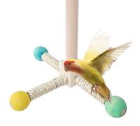 Hogvinnatil Jouet pour perche à oiseaux, cage à oiseaux, support rotatif, support de perche, mâcher interactif en bois pour conure Canary Lovebird Pet Pigeon Shotet Cockatiel