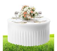 Hogvinnatil Jupe de Table - Nappe élastique Adaptable pour Tables Rondes - Nappe réutilisable 150 cm - 180 cm avec Jupe pour Anniversaire, Mariage, Carnaval, Halloween, Shower Banquet