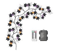 Hogvinnatil Lumières d'halloween pour Intérieur | Décoration Halloween avec Orange et Chauves-Souris Lumineuses à LED | 8 Modes sur Batterie Décorations Étanches pour Intérieur Extérieur Décoration