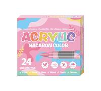Hogvinnatil Marqueurs de peinture acrylique, lot de 24 couleurs, pointe douce à l'eau résistante à la décoloration pour projets scolaires, décoration en céramique, tissu, cuir