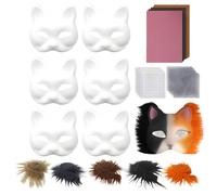 Hogvinnatil Masque Visage Chat, Base Respirante Avec Grilles Oculaires, Déguisement Femme Homme Enfant Famille Amis Fêtes Noël Halloween Photographie Théâtre