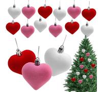 Hogvinnatil Ornements pour le coeur de San, ornements de coeur pour Valentine Tree - Ornements de jour de Saint à coeur 12 pièces Boules pour le coeur - Petit cintre d'arbre romantique