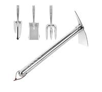 Hogvinnatil Outils De Jardinage, Binette en Acier Inoxydable pour Transplantation, Ensemble Portable de 4 Outils pour Pelouse Potager Balcon Terrasse avec Aération du Sol et Aménagement Extérieur