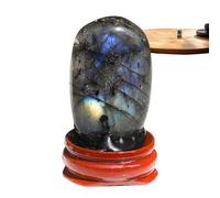 Hogvinnatil Pierre de palme labradorite, pierres précieuses labradorite pour le soulagement, Pierre de palme naturelle Labradorite Pierre de, Pierre de yoga curative anti-stress avec base