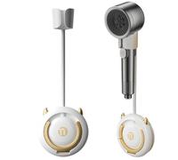 Hogvinnatil Porte-sèche-cheveux pour salle de bain, support mural pour sèche-cheveux avec crochets - organisateur à 360 ° avec crochet pour câbles et installation sans trous pour chambre à coucher et