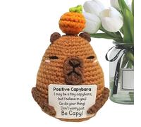 Hogvinnatil Positive Crochet Doll,Animaux Capbara Au Crochet Inspiration - Décoration Maison Mignonne, Marionnettes En Peluche Main Avec Carte Postale Inspiration Pour Soutien Émotionnel