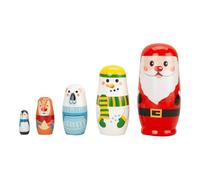 Hogvinnatil Poupées de nidification de Noël en bois - 5 pièces de jouets empilables en bois | Jouets imbriqués de Père Noël, élan et bonhomme de neige - pour bébés, adultes