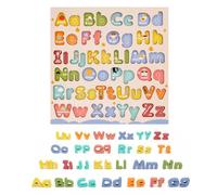 Hogvinnatil Puzzle Alphabet en Bois | Lettres Magnétiques en Bois Minuscules et Majuscules pour | Planche Sensorielle Interactive avec Blocs pour Garçons Filles Maison École Maternelle