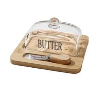 Hogvinnatil Récipient à beurre - Récipient de rangement en verre avec couvercle | Récipient à beurre avec cutter, pour maison, cuisine, comptoir, petit-déjeuner, pique-nique, café