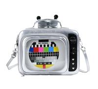 Hogvinnatil Sac à dos d'école, sac à bandoulière avec TV pour exposition d'anime - Sac à dos scolaire de grande capacité multifonction pour usage quotidien et déplacement en plein air, argent