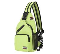 Hogvinnatil Sac de poitrine pour homme et femme - Sac à dos avec trou pour écouteurs - Sac à bandoulière décontracté avec bandoulière - Pour sports de plein air, voyages, courses, Vert clair, Voir