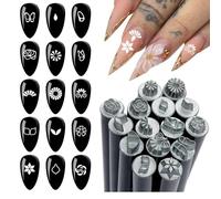 Hogvinnatil Tampon à ongles avec gel - 15 pièces - Kit complet d'outils pour conception avec une grande variété de motifs de gribouillage et de motifs simples à utiliser pour les débutants