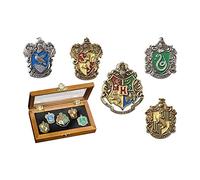 The Noble Collection Hogwarts House Pins by Set of 5 Metal, Hand-Enamelled House Pin Badges Supplied in a Wooden Display Case - Officially Licensed Harry Potter Movie Collectable