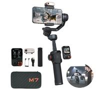 Hohem iSteady M7 Kit Gimbal Stabilisateur pour Smartphone, 3 Axes, Compatible avec iPhone et Android, Inclut une Tige d'Extension de 193 mm et une Lumière de Remplissage Réglable CCT et RVB