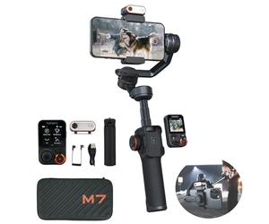 Hohem iSteady M7 Kit Gimbal Stabilisateur pour Smartphone, 3 Axes, Compatible avec iPhone et Android, Inclut une Tige d'Extension de 193 mm et une Lumière de Remplissage Réglable CCT et RVB
