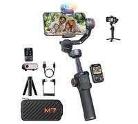 hohem iSteady M7 Stabilisateur de cardan pour iPhone, cardan de téléphone à 3 axes avec lumière magnétique de remplissage de traceur d'IA, télécommande amovible pour écran tactile, barre