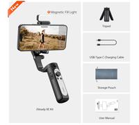 Hohem-iSteady Recruitment Smartphone GimRh,Stabilisateur de téléphone à 3 axes,Selfie Stick,Trépied avec lumière de remplissage magnétique,Éclairage vidéo - Type XE Kit Black