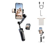 Hohem iSteady V3 Ultra Stabilisateur pour iPhone, stabilisateur 3 axes pour téléphone, suivi IA magnétique, tige extensible et trépied intégrés, télécommande 10 m, stabilisateur d'écran tactile (Noir)