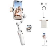 Hohem iSteady V3 Ultra Stabilisateur pour iPhone, stabilisateur 3 axes pour téléphone, suivi IA magnétique, tige extensible et trépied intégrés, télécommande 10 m, stabilisateur d'écran tactile(blanc)