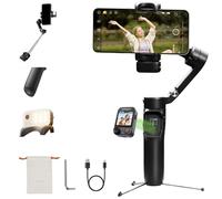 Hohem iSteady V3 Ultra Stabilisateur Smartphone Gimbal, Suivi AI, Contrôle par Gestes, 1.22‘’ Télécommande Tactile Amovible, Anti-Branle Supérieur, Tige d'Extension & Tripode pour Vlog TikTok (Noir)