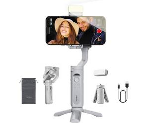 Hohem isteady XE kit 3 Axes stabilisateur de cardan Smartphone avec lumière pour iPhone téléphone Android pour vlog Youtube Enregistrement vidéo en Direct Main Pliante stabilisateur de cardan Gris