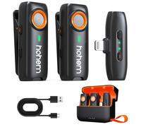 hohem MIC-01 Microphone Cravate sans Fil pour iPhone iPad, avec Suppression du Bruit, Certifié MFi, Télécommande, Stockage Intégré,Microphone sans Fil pour Diffusion en Direct (2TX+1RX)