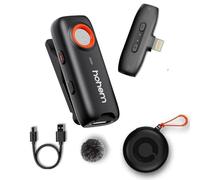 hohem MIC-01 Microphone Cravate sans Fil pour iPhone iPad, avec Suppression du Bruit, Certifié MFi, Télécommande, Stockage Intégré,Microphone sans Fil pour Diffusion en Direct (1TX+1RX)