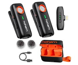 hohem MIC-01 Microphone Cravate sans Fil pour iPhone iPad, avec Suppression du Bruit, Certifié MFi, Télécommande, Stockage Intégré,Microphone sans Fil pour Diffusion en Direct (2TX+1RX)
