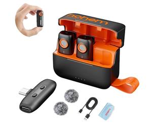 hohem MIC-01 Microphone de Lavalier sans Fil,3 Niveaux d'atténuation du Bruit, Emplacement pour Carte TF,Commande à Distance de l'obturateur, Microphone à Pince/Aimant pour Smartphone, Appareil Photo
