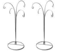 HOHIYA Support de Présentation pour Boule de Noël and Ornements en Verre Support en Fer Robuste 30,5 cm pour Globe en Verre Plantes Aériennes Décoration Mariage Fête and Maison 2 Crochets Argent