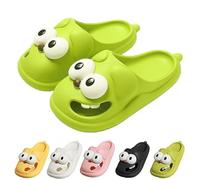 Hohny Tongue Kiss Slippers, Cute Funny 3d Big Eye Dog Slipper Fun Cartoon Package Head Eva Slippers (Green,8-9)