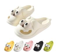 Hohny Tongue Kiss Slippers, Cute Funny 3d Big Eye Dog Slipper Fun Cartoon Package Head Eva Slippers (White,7-7.5)