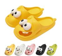 Hohny Tongue Kiss Slippers, Cute Funny 3d Big Eye Dog Slipper Fun Cartoon Package Head Eva Slippers (Yellow,7-7.5)