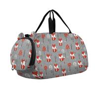 Hoho Style Crazy Snowfall Fox Duffel Bag avec compartiment à chaussures Sac multifonctionnel Weekender Overnight Bags pour la pratique scolaire, le sport, les voyages