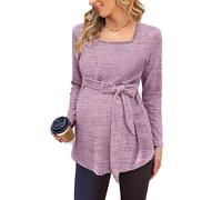 hohololo Pull de grossesse à manches longues pour femme - Tuniques tricotées - Pull de grossesse, Violett1, XL