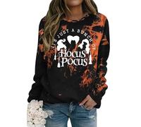 hohololo Sweat-shirt d'Halloween pour femme Hocus Pocus à manches longues Sanderson Sisters Pull Tops Chemisier, Noir4, S
