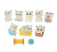 Hohopeti 1 Set Ornements Résine Petits Animaux Artisanat Mini Voiture 10 Pièces Ensemble Gâteau Décorations Mini Trucs Modèle Statue Miniature Bureau Animaux Chiffres Statuette Chat pour