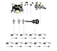 Hohopeti 10 Ensembles Décorations Gâteau Anniversaire Guitare Noires pour Petits Gâteaux Rock and Roll Cake Toppers Musique Thème Fête Accessoires Faciles à Utiliser pour Célébrations
