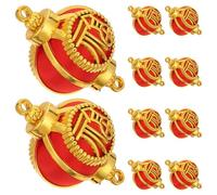 Hohopeti 10 Pièces Lot de Mini Lanternes Décoratives Fu Cadre Doré Suspension DIY pour Nouvel An Chinois Décoration Festive Traditionnelle pour Maison et Fête