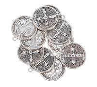 Hohopeti 10 pièces Médaille Saint Benoît Croix Métal Pendentif DIY Charms Porte-clés Bracelet Bijoux Religieux Accessoires Créatifs