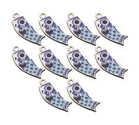 Hohopeti 10 pièces Pendentifs Carpe DIY Alliage Bleu pour Bijoux Porte-clés et Accessoires de Sac Décoration Suspendue Polyvalente