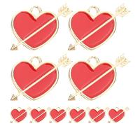 Hohopeti 10 Pièces Pendentifs en Alliage Forme de Cœur Aiguille de Cupidon pour Création Bijoux DIY Collier Bracelet Décoration Saison des Fêtes