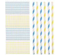 Hohopeti 100 Bâtonnets à Barbe à Papa Professionnels en Papier Épais 10 X 300 MM Lot de 100 Pièces Bleu Blanc et Jaune Blanc Accessoires pour Machines Automatiques Adaptés Fêtes