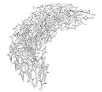 Hohopeti 100 Breloques Pendentif Étoile Creux à Quatre Branches Mini en Métal Argenté Breloques de Collier et Bracelets pour Fabrication de Bijoux Charms DIY pour Bracelets et Colliers