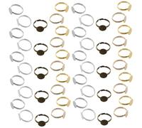 Hohopeti 100 Pièces Lot de Bagues Réglables Métal Plat Rond pour Création de Bijoux Base Cabochon Compatible Anneaux Vierges pour DIY Crafts