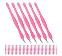Hohopeti 100 Pièces Repousse-cuticules en Acier Inoxydable et Plastique Rose, Outil de Coupe D'ongles Précis pour Manucure et Pédicure, Accessoires Compacts et Portables pour
