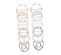 Hohopeti 12 pièces Clips Écharpe Femme Alliage Cristaux Perles Imitation Broche Fixation Noeud Élégant Accessoire Vestimentaire pour Tenue Formelle et Quotidienne